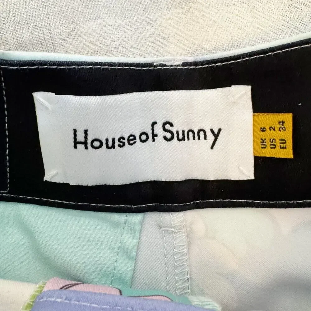 House of Sunny Nice to Meet You Pant Multicolor UFO Print Trousers Size US 2 NWT - Picture 12 of 16